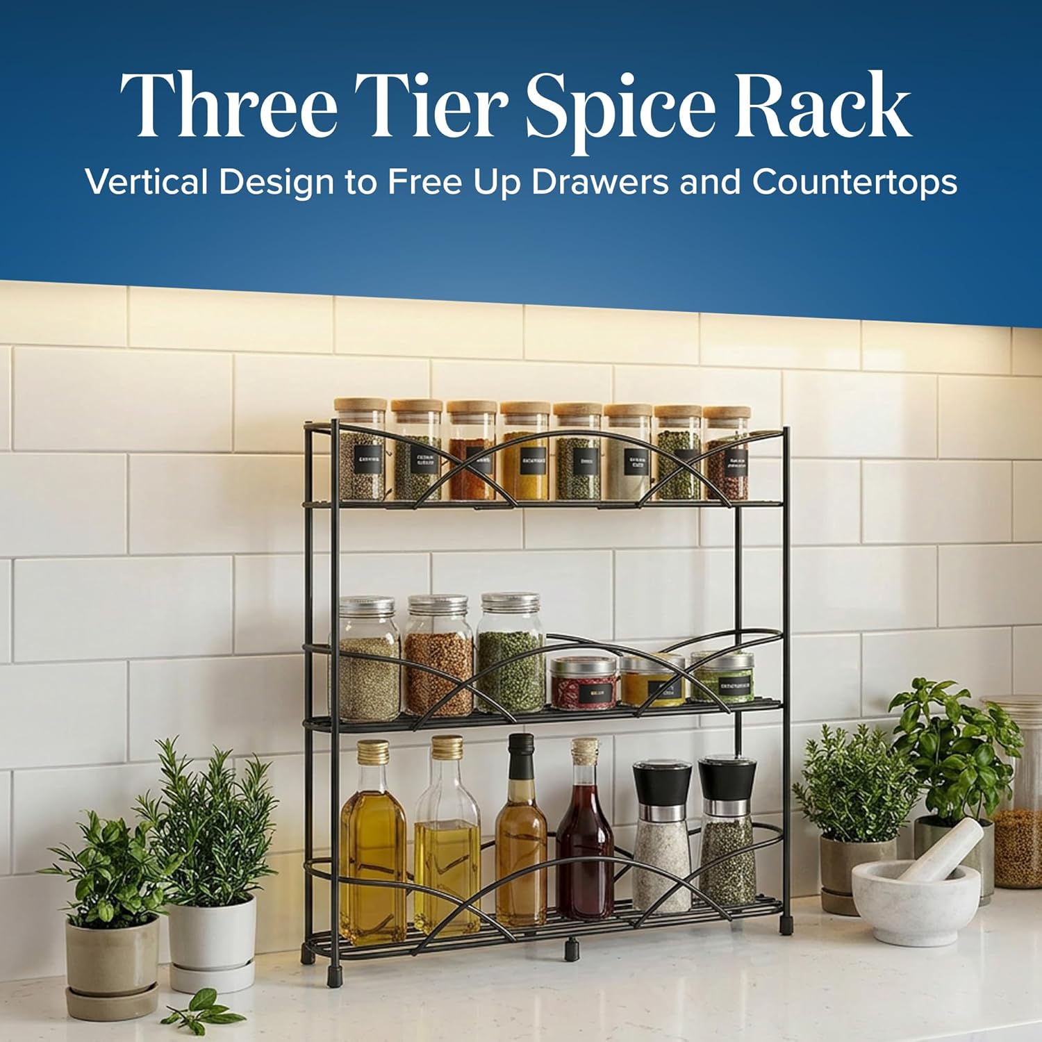 joejis Kitchen Free Standing Spice Rack Organiser