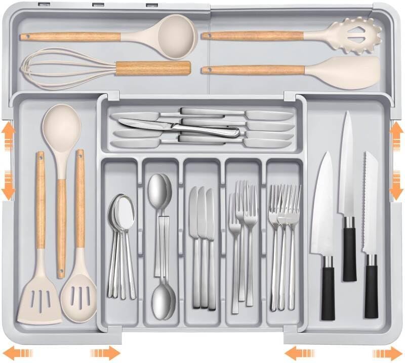 6 to 9 compartment adjustable kitchen drawer organiser