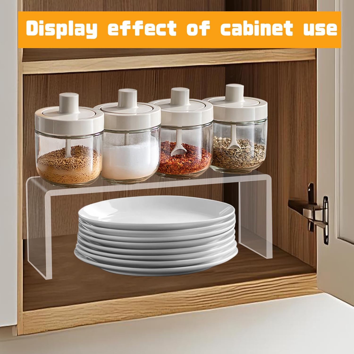 6 Pack Kitchen Cabinet Shelf Organiser Acrylic Clear Shelf Risers