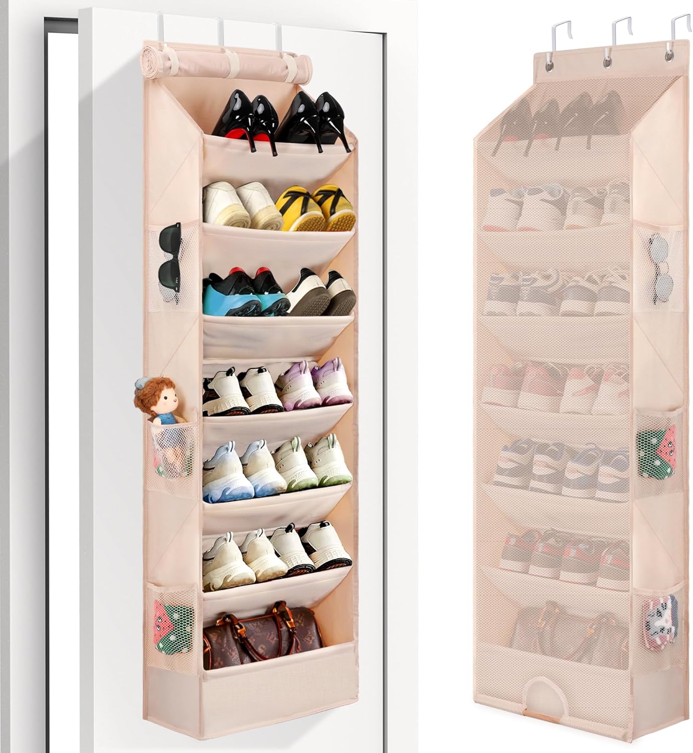 7 Tier Over-the-Door Shoe Organizer Hanging Shoe Rack
