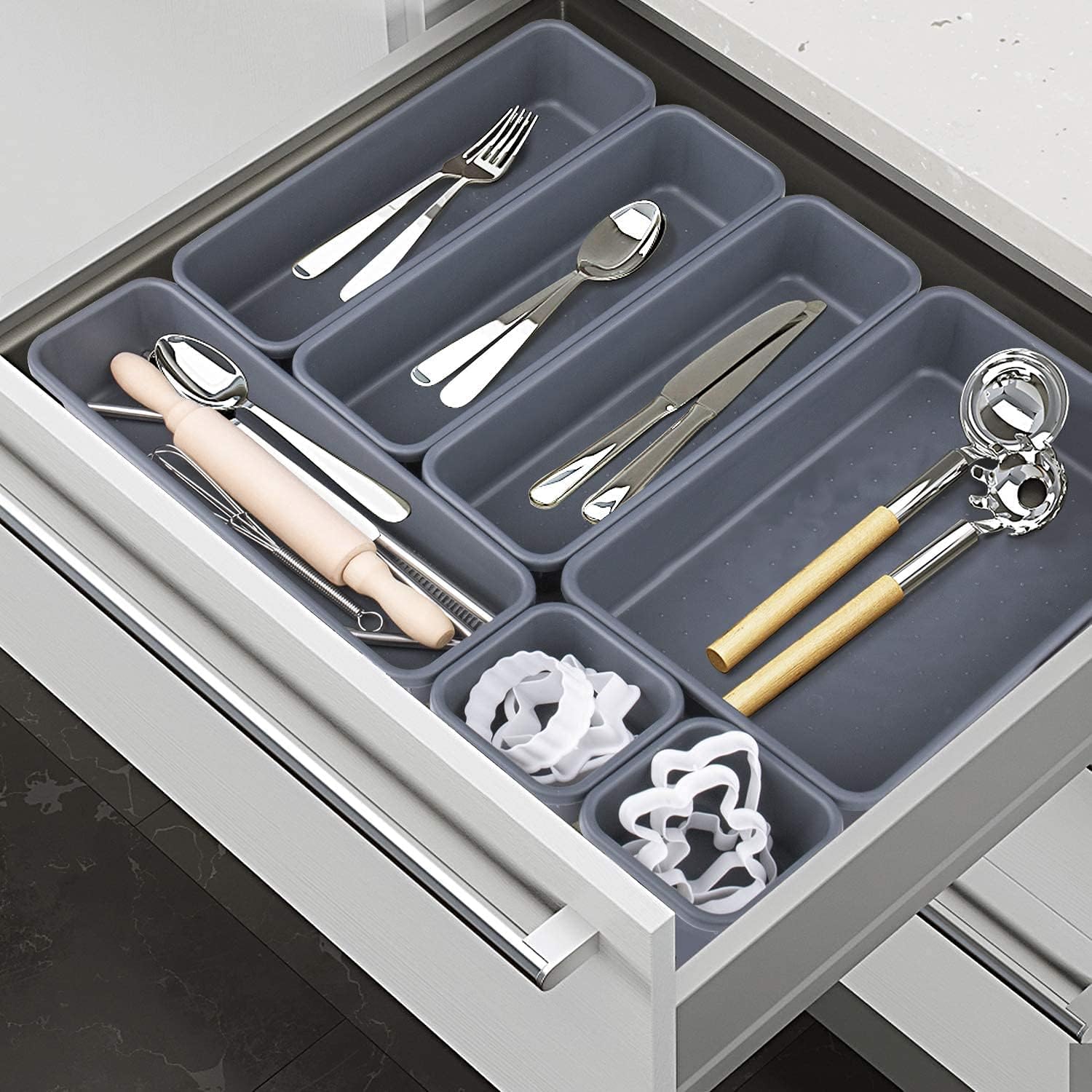 8pcs interlocking drawer organiser plastic storage trays