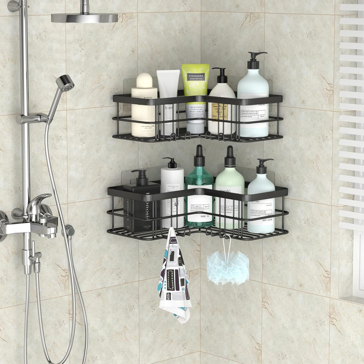 Corner Shower Caddy No Drilling Adhesive Shower Shelf Organiser