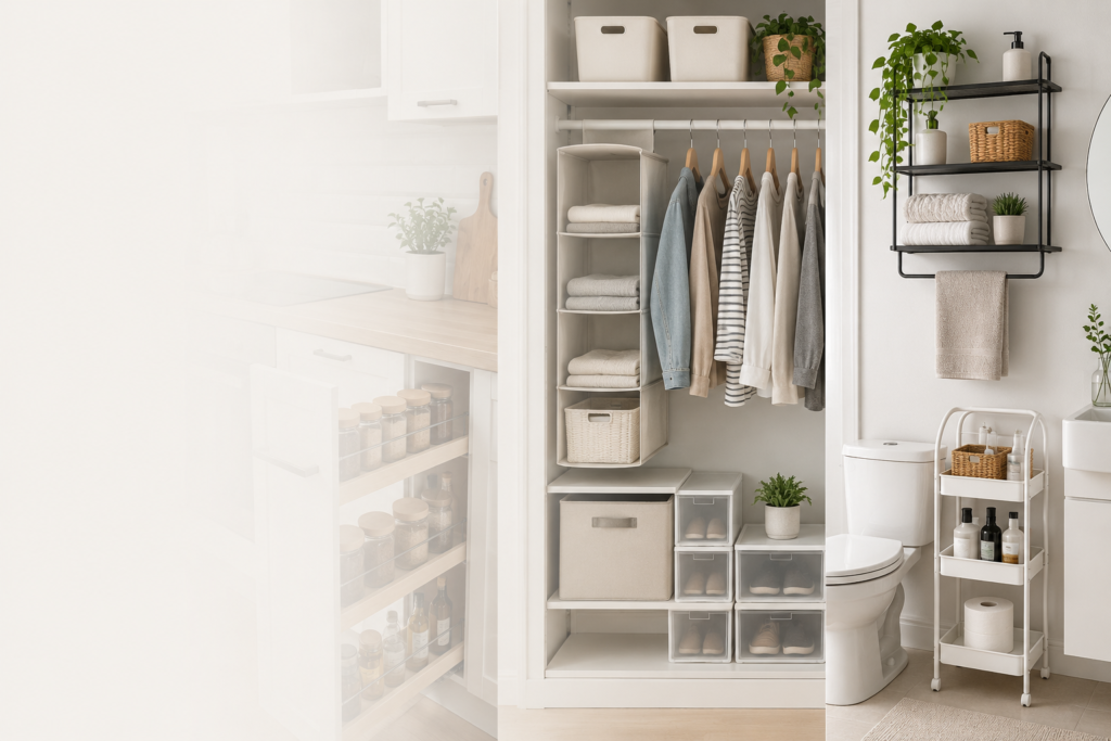 Small space storage ideas for UK homes with wardrobe and shelving organisation