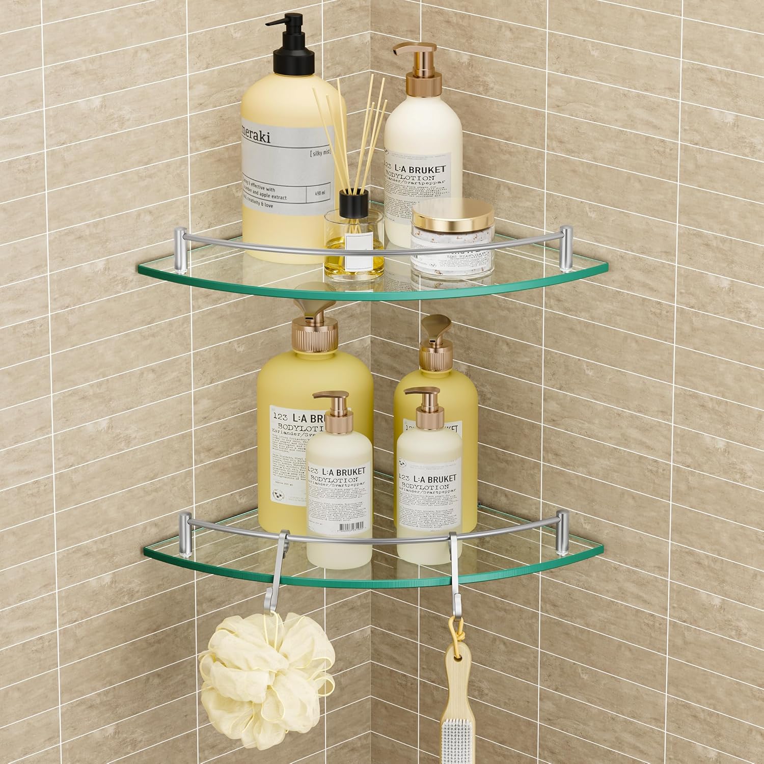 KES glass corner bathroom shower shelf tempered glass