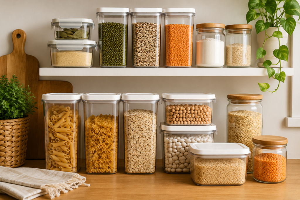 Neat kitchen pantry with natural light