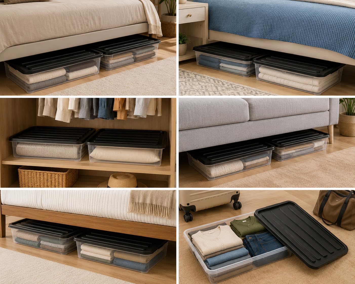 RelianceUK 2 x 30L Under-bed Storage Boxes with Lids