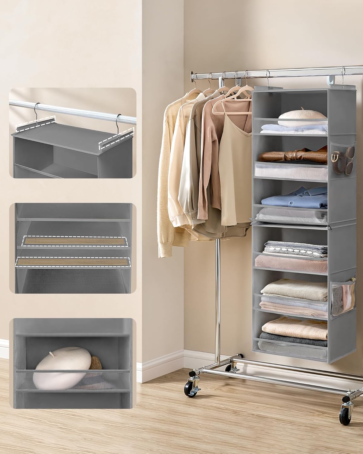 SONGMICS Hanging Wardrobe Organiser