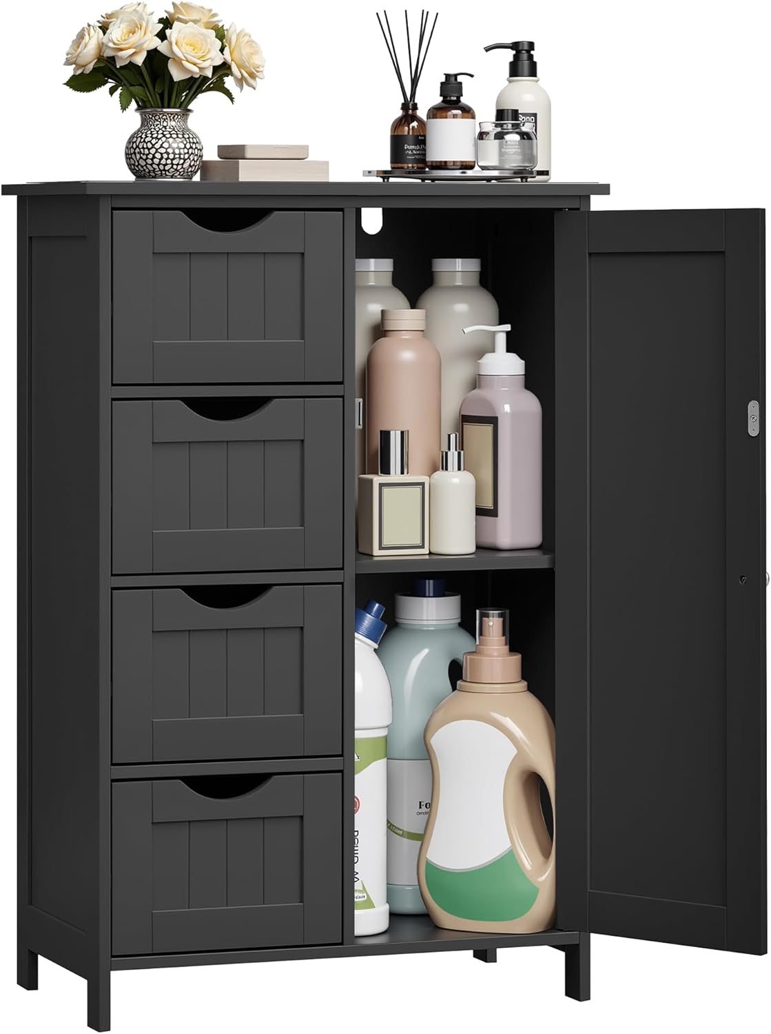 VASAGLE bathroom floor storage cabinet for towels and toiletries