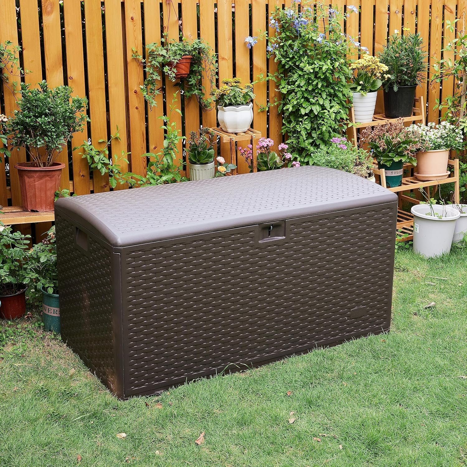 Amazon Basics Garden Storage Box with Lockable Lid